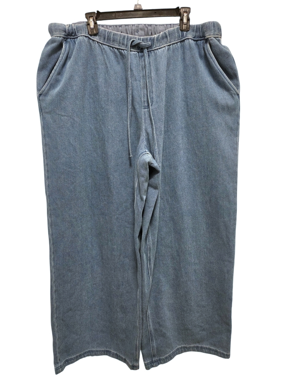 Future Collective Light Wash Denim Drawstring Wide-Leg Pants